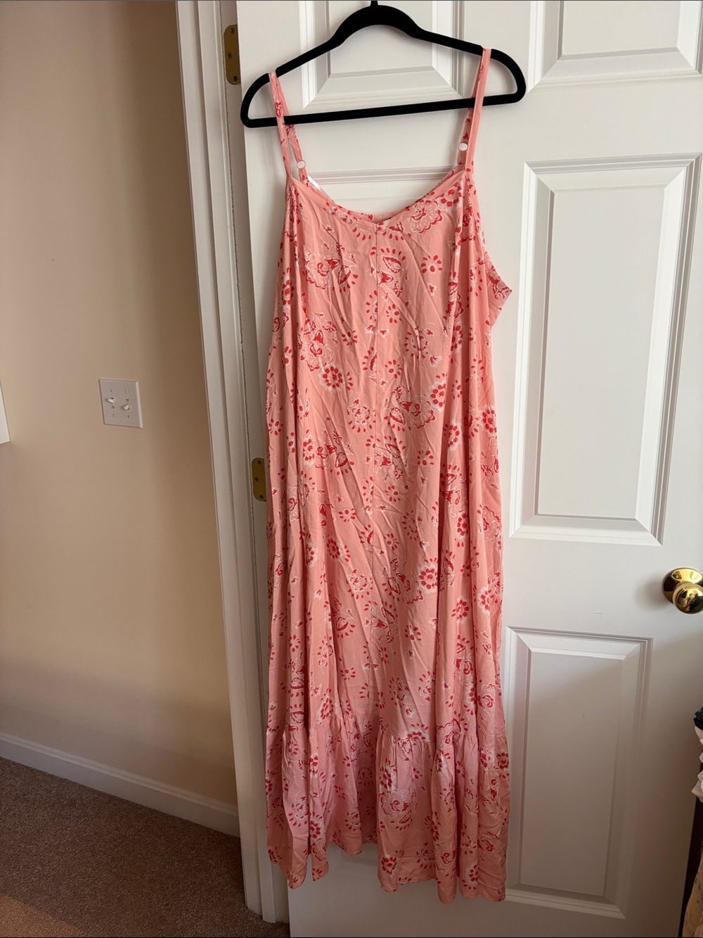 torrid Pink Floral Maxi Slip Dress with Red Print